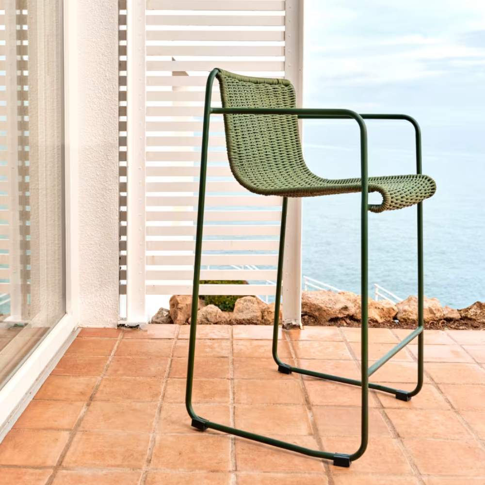Kave Home Maurina Stool – Green Galvanised Steel & Rope Cord, 64.5cm - Image 9