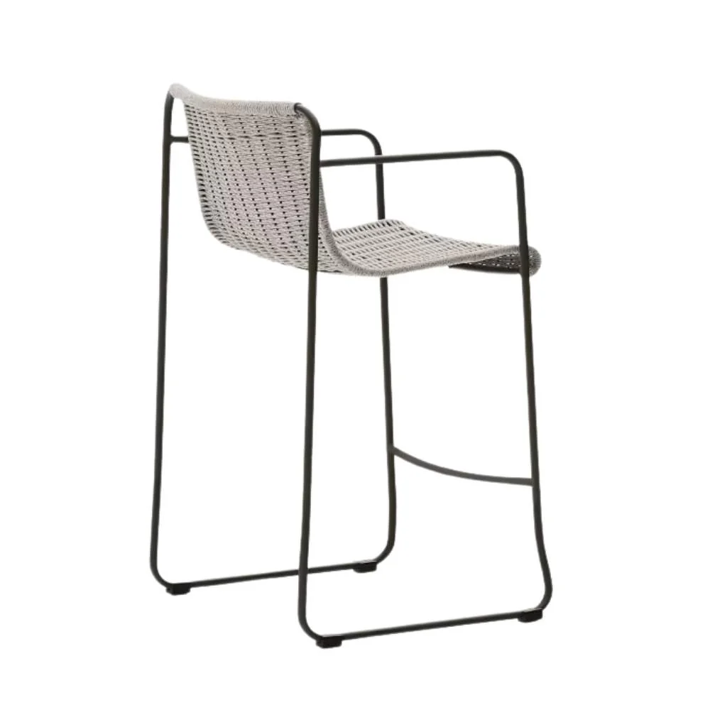 Kave Home Maurina Stool – Green Galvanised Steel with Ecru and Grey Rope Cord, 64.5cm - Image 4