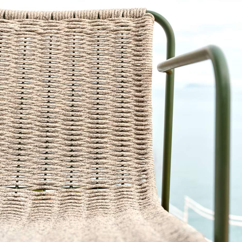 Kave Home Maurina Stool – Green Galvanised Steel with Ecru and Grey Rope Cord, 64.5cm - Image 6