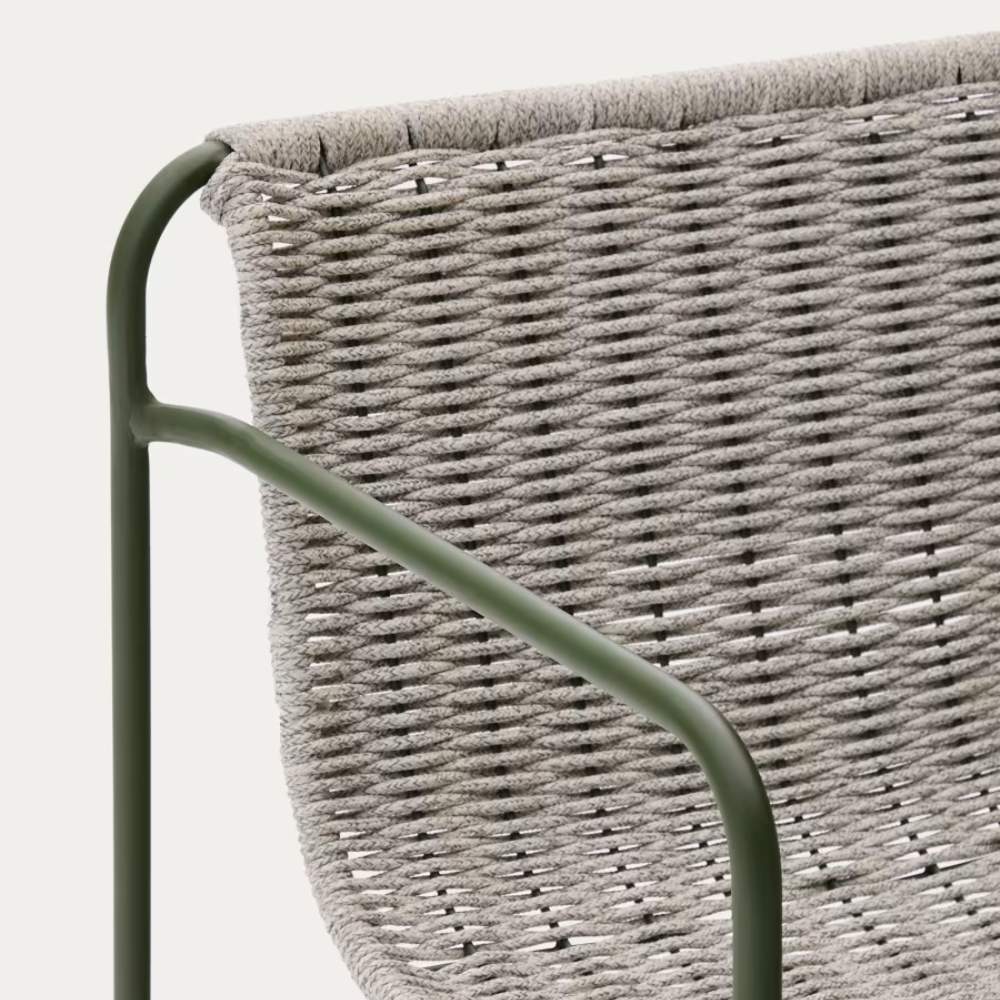 Kave Home Maurina Stool – Green Galvanised Steel with Ecru and Grey Rope Cord, 64.5cm - Image 7