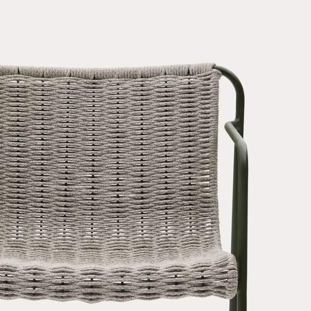 Kave Home Maurina Stool – Green Galvanised Steel with Ecru and Grey Rope Cord, 64.5cm - Image 8