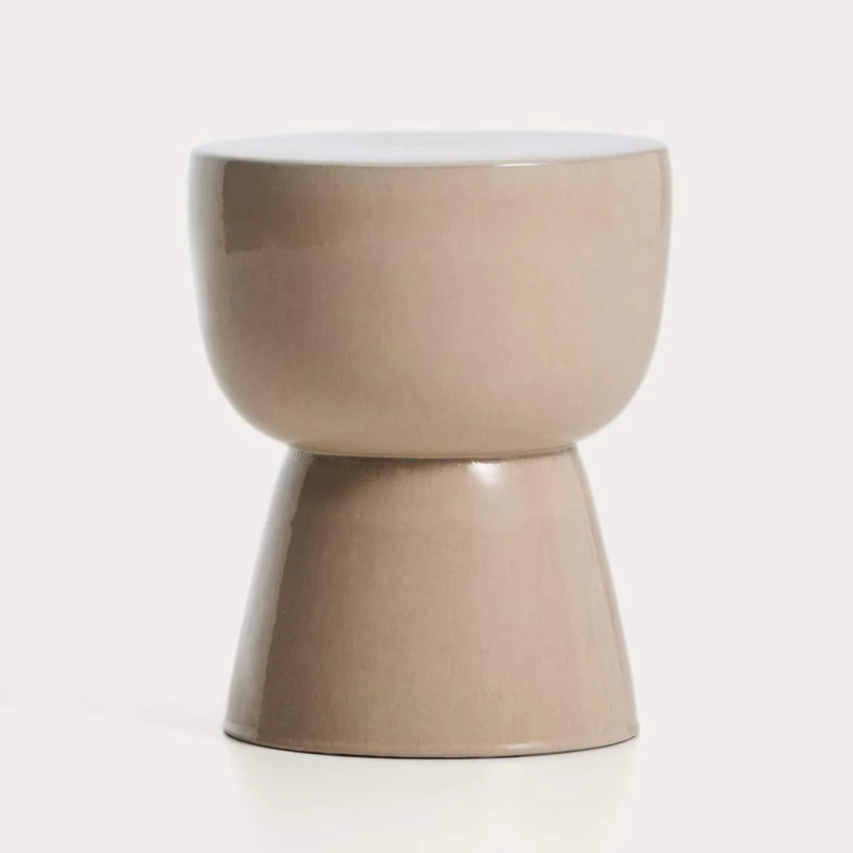 Kave Home Mesquida outdoor side table in ceramic with glazed ecru finish Ø 36cm