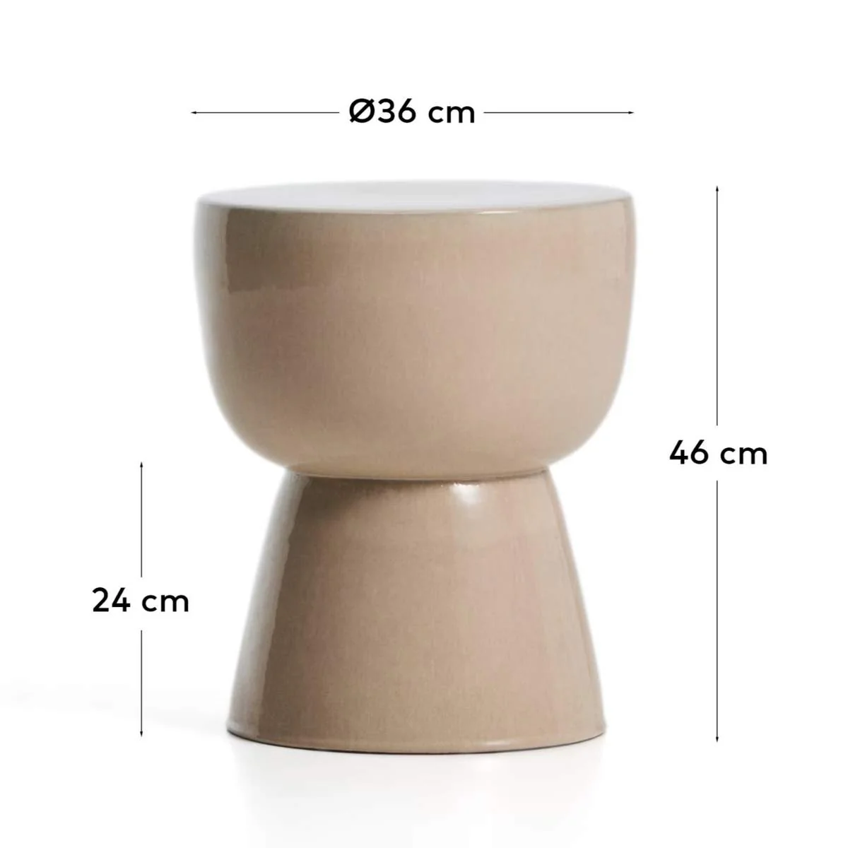 Kave Home Mesquida outdoor side table in ceramic with glazed ecru finish Ø 36cm - Image 5