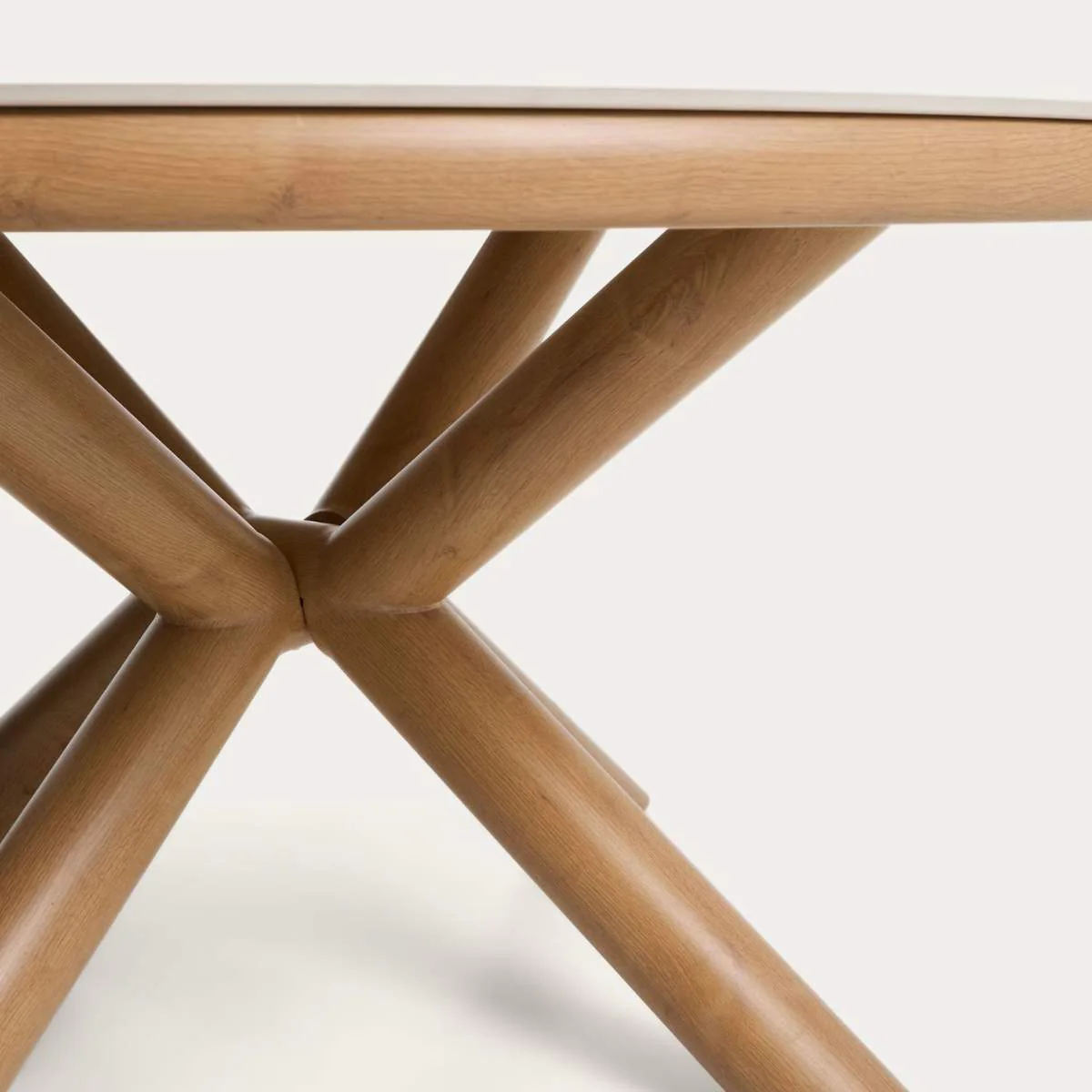 Kave Home Mirtia outdoor table in wood-effect aluminium and ecru sintered stone Ø 148cm - Image 2