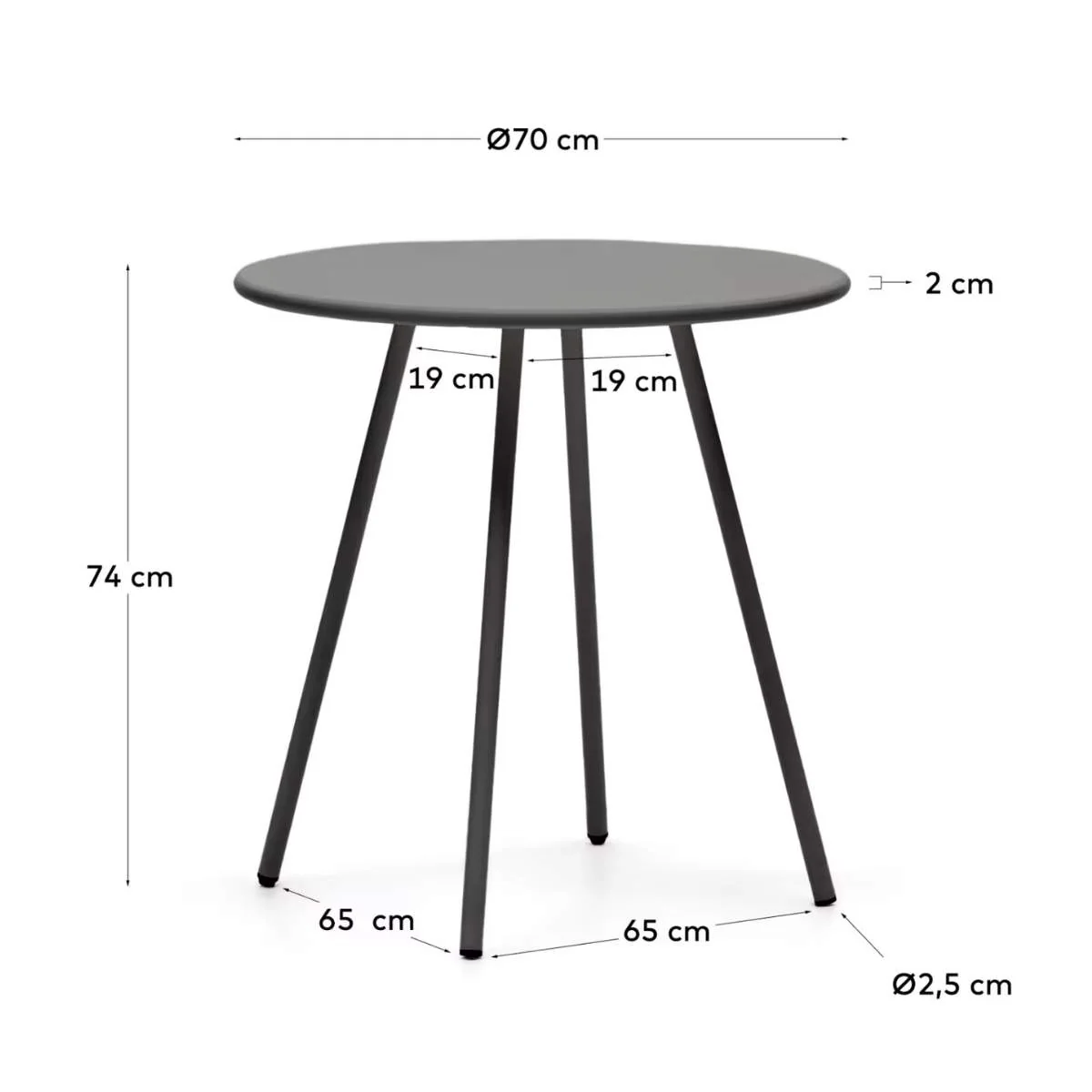 Kave Home Montjoi round outdoor table in steel with a white finish, Ø 70 cm - Image 8