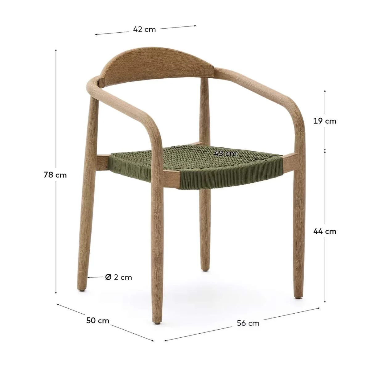 Kave Home Nina stackable chair in FSC 100% solid acacia wood and ecru rope cord - Image 20