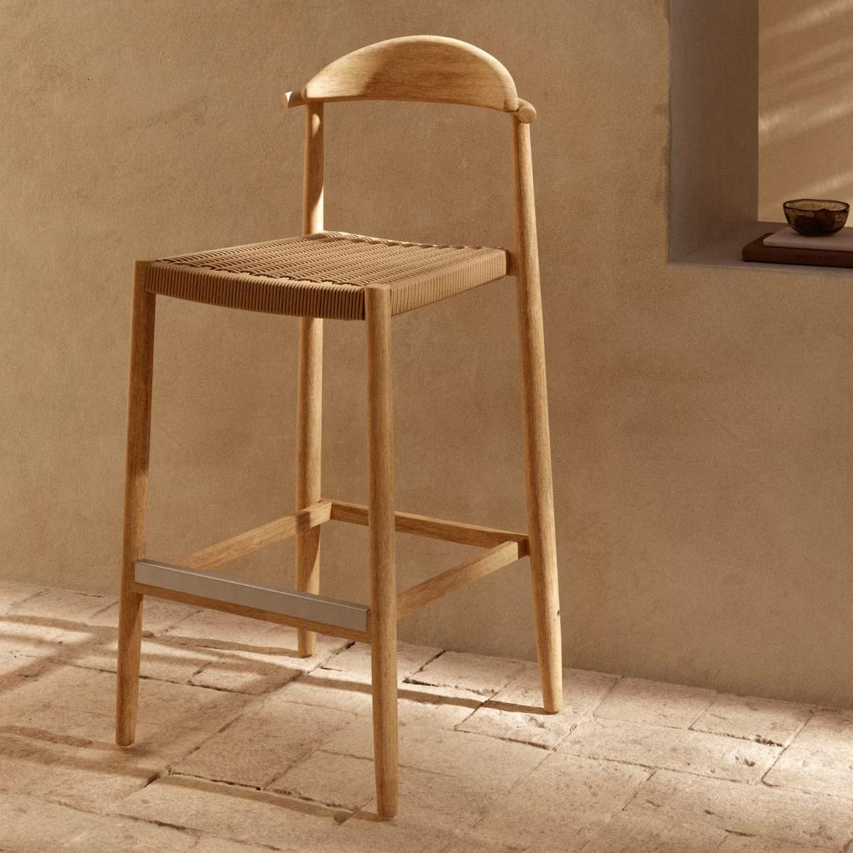 Kave Home Nina stool in solid acacia wood, height 76 cm FSC 100% - Image 10