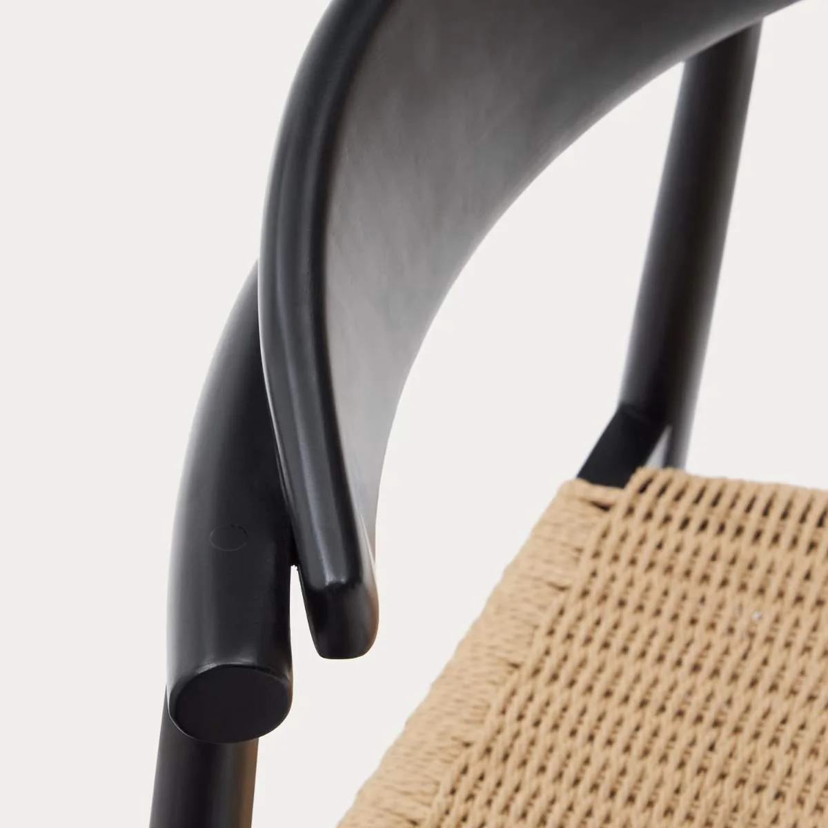 Kave Home Nina stool made of solid acacia wood with black finish and beige rope height 62 cm - Image 10