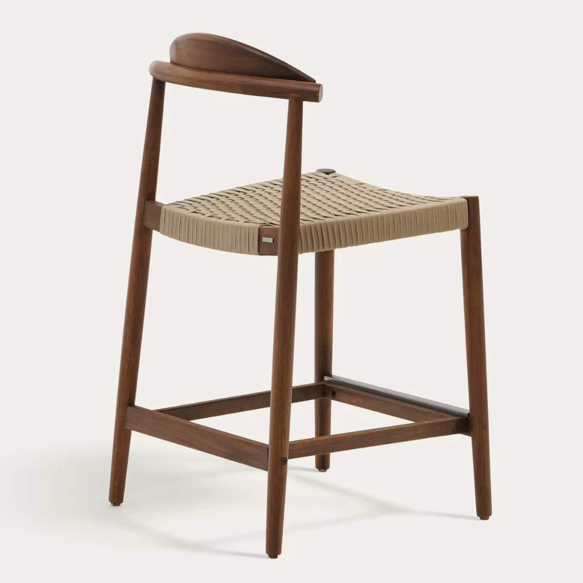 Kave Home Nina stool made of solid acacia wood with black finish and beige rope height 62 cm - Image 14