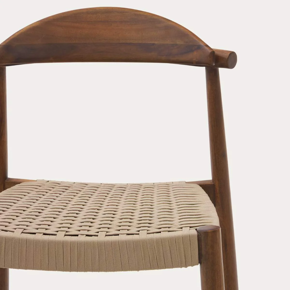 Kave Home Nina stool made of solid acacia wood with black finish and beige rope height 62 cm - Image 16