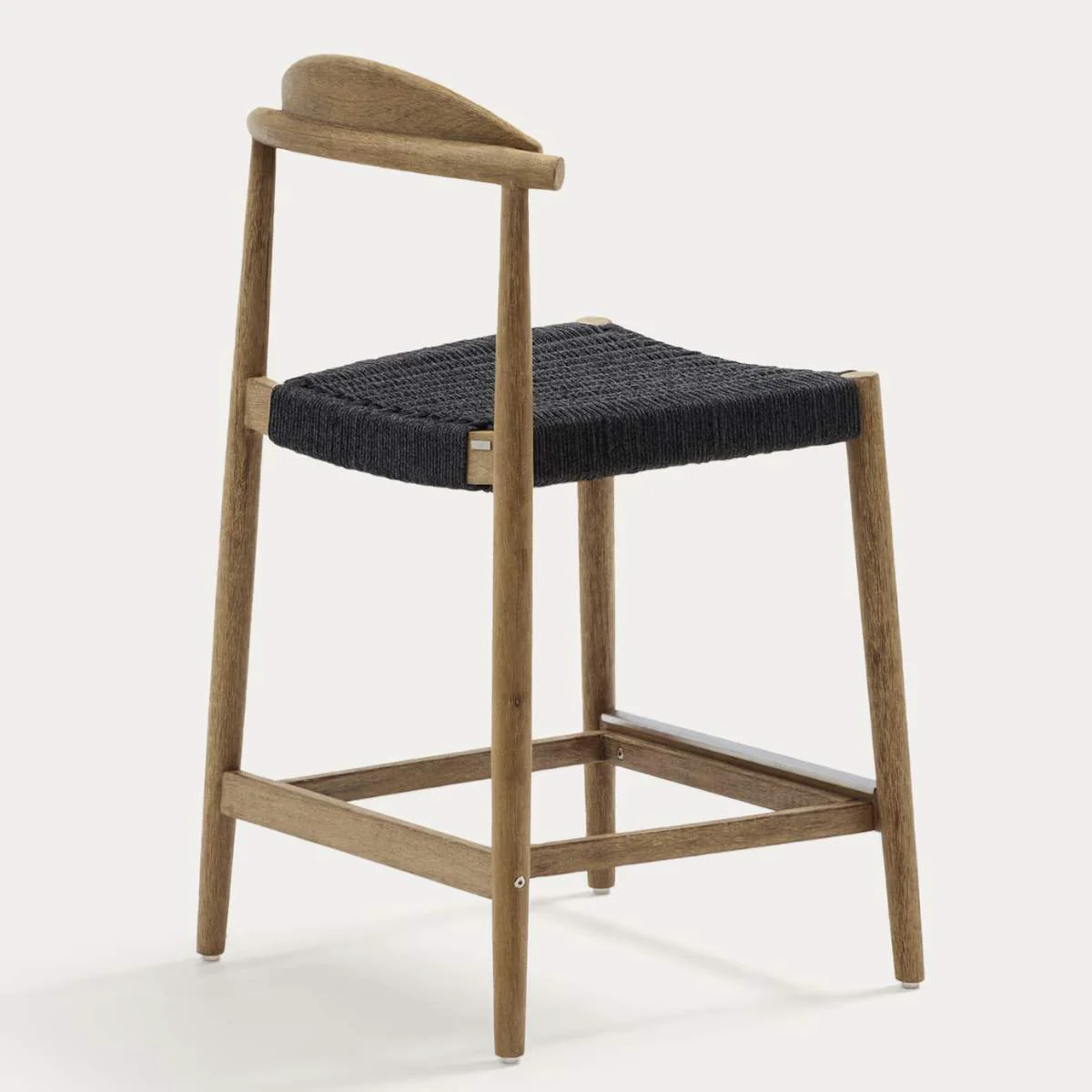 Kave Home Nina stool made of solid acacia wood with black finish and beige rope height 62 cm - Image 21