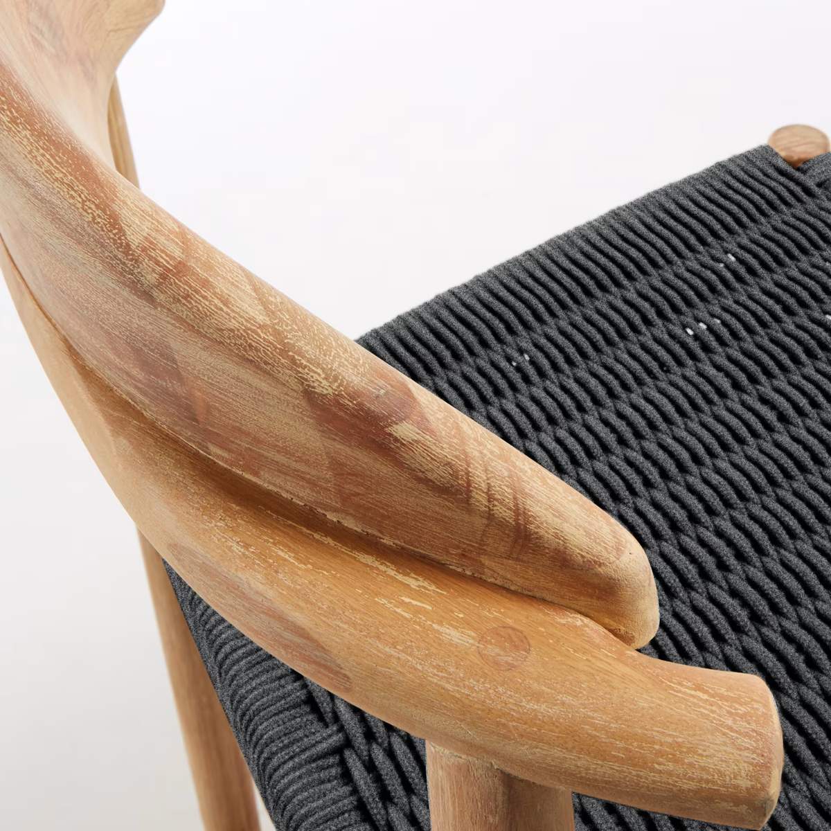 Kave Home Nina stool made of solid acacia wood with black finish and beige rope height 62 cm - Image 23
