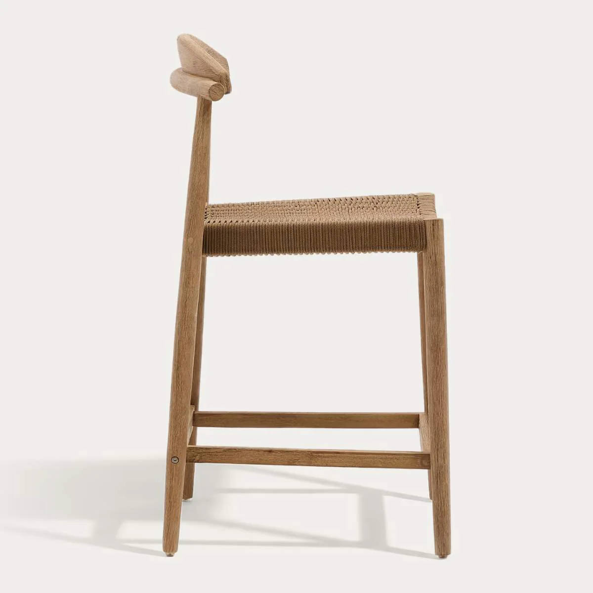 Kave Home Nina stool made of solid acacia wood with black finish and beige rope height 62 cm - Image 25