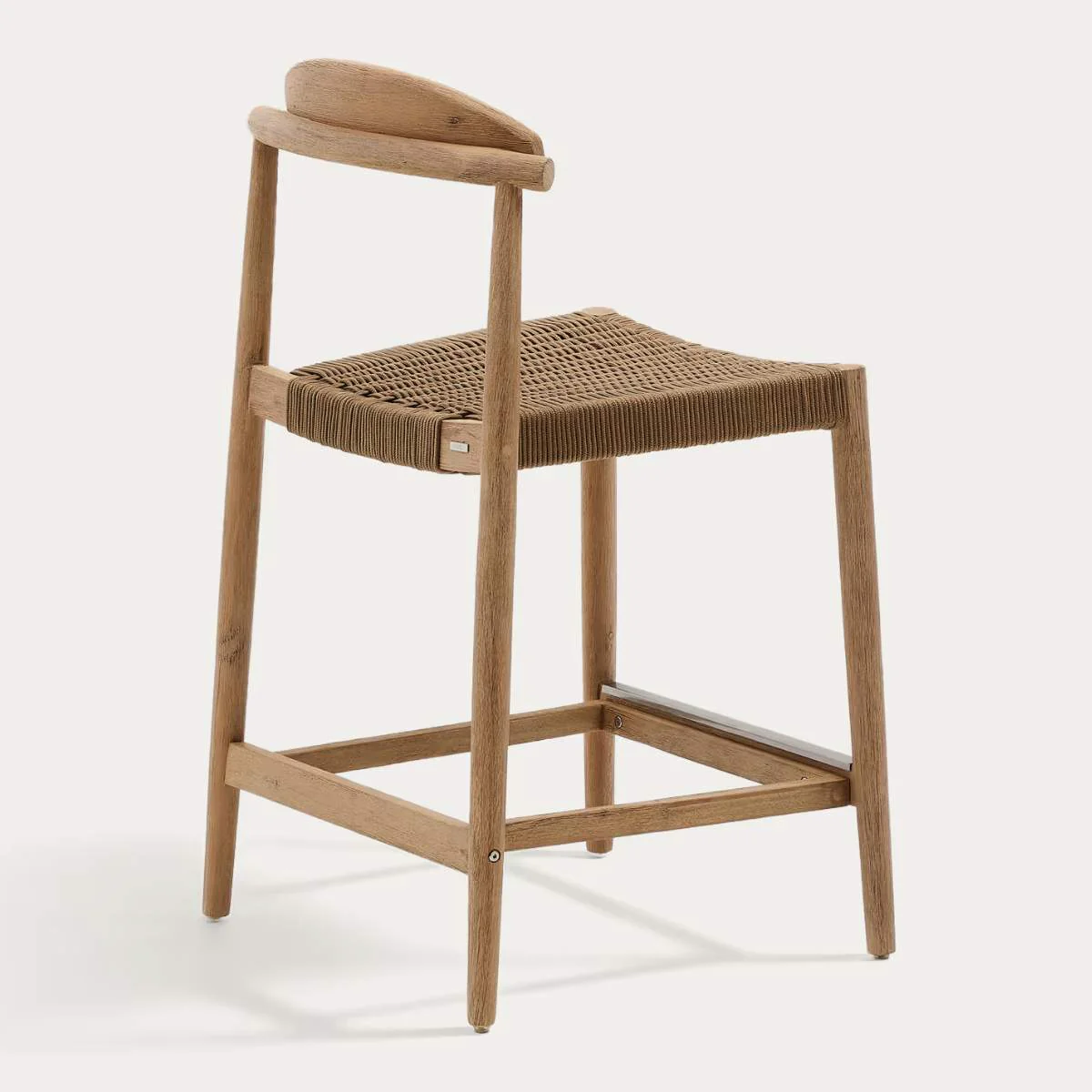 Kave Home Nina stool made of solid acacia wood with black finish and beige rope height 62 cm - Image 26