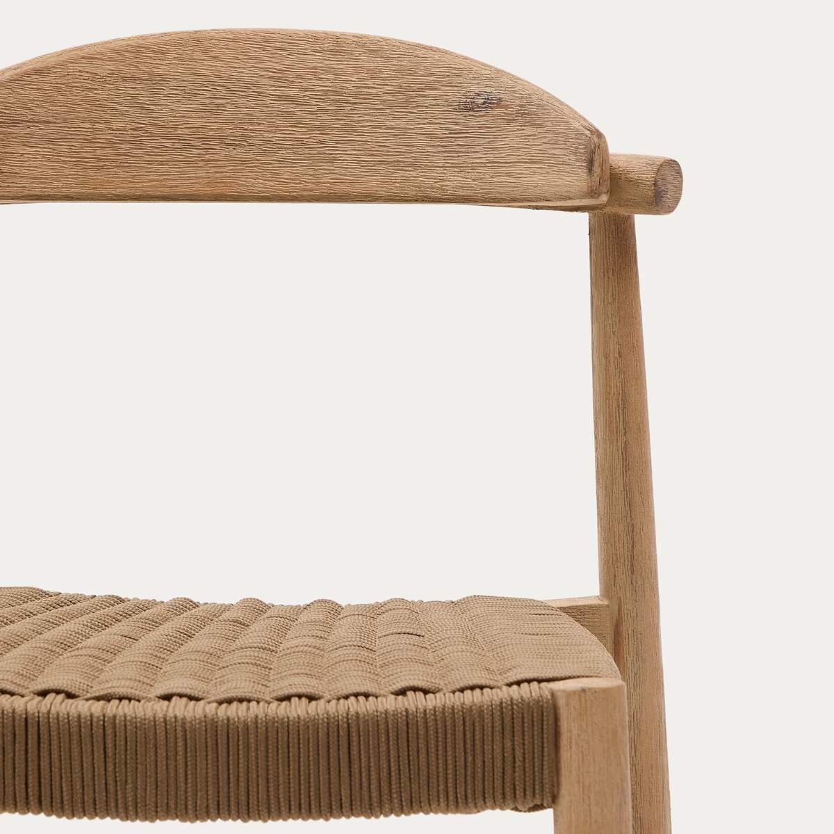 Kave Home Nina stool made of solid acacia wood with black finish and beige rope height 62 cm - Image 28