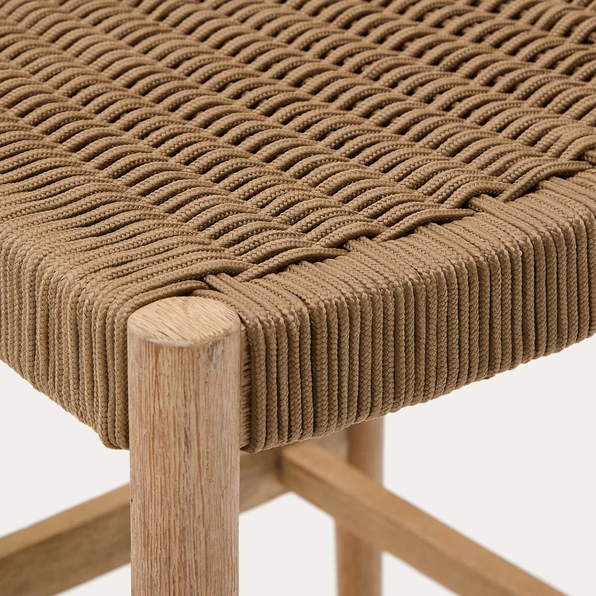 Kave Home Nina stool made of solid acacia wood with black finish and beige rope height 62 cm - Image 29