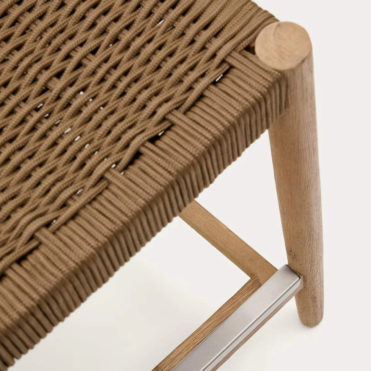 Kave Home Nina stool made of solid acacia wood with black finish and beige rope height 62 cm - Image 30
