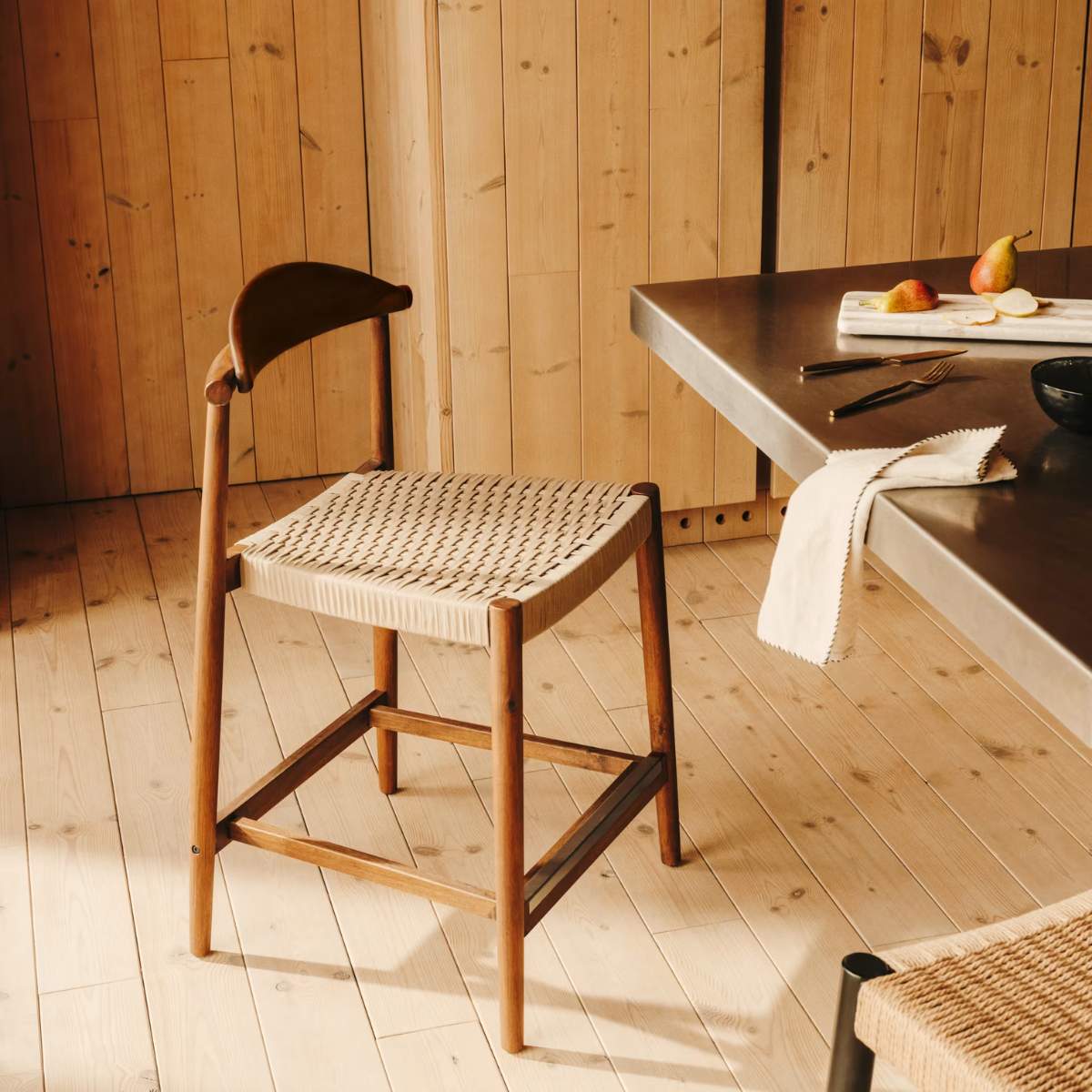 Kave Home Nina stool made of solid acacia wood with black finish and beige rope height 62 cm - Image 34