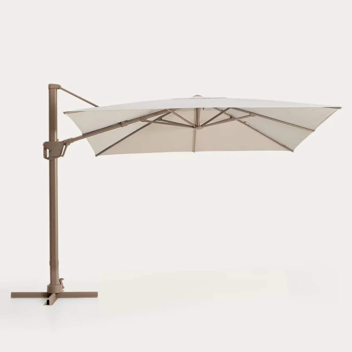 Kave Home Noli beige cantilever parasol with taupe aluminium structure 300 x 300cm