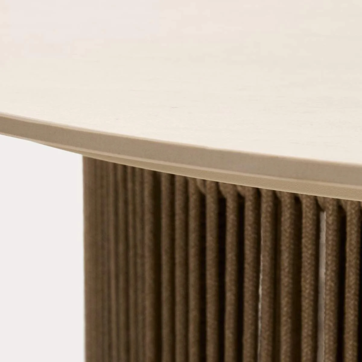 Kave Home Orosei outdoor coffee table in sintered stone, ecru aluminium and beige rope Ø 90 cm - Image 3