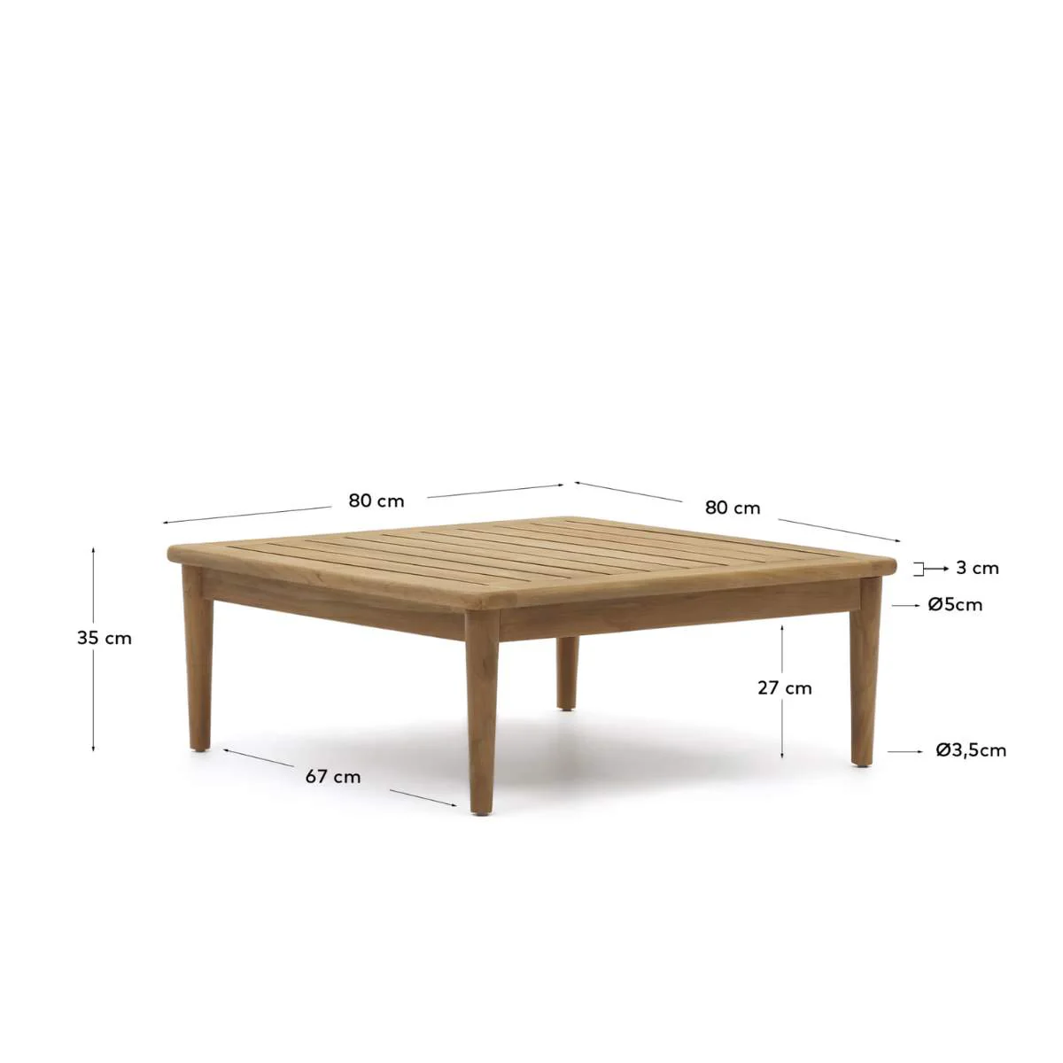Kave Home Portitxol solid teak coffee table, 80 x 80 cm - Image 5