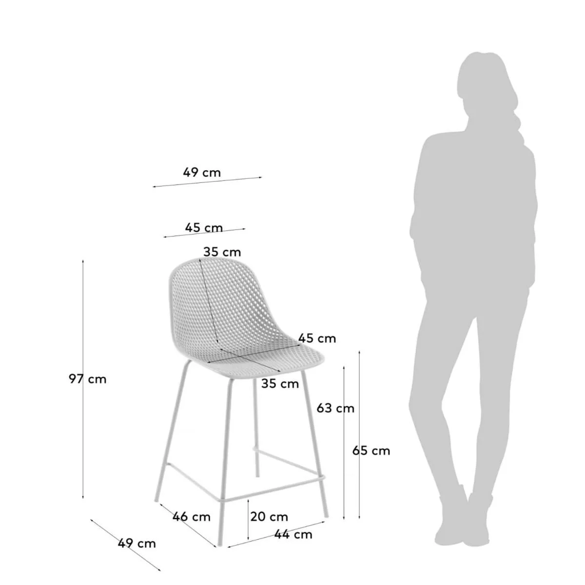 Kave Home Quinby brown outdoor stool 65cm - Image 23