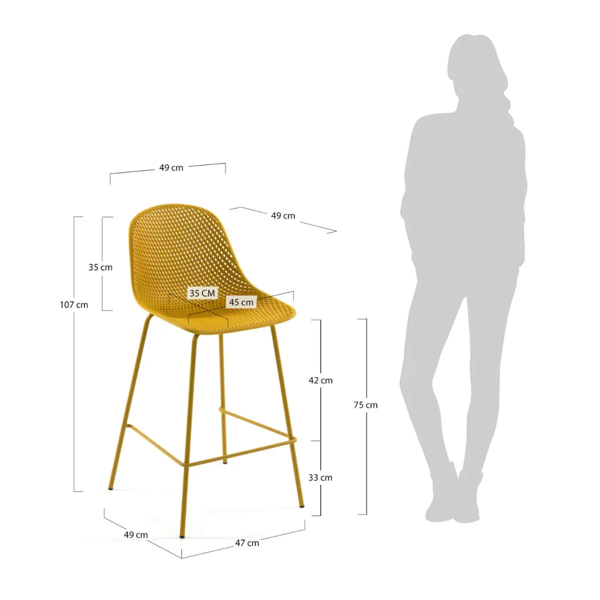 Kave Home Quinby brown outdoor stool 75cm - Image 23