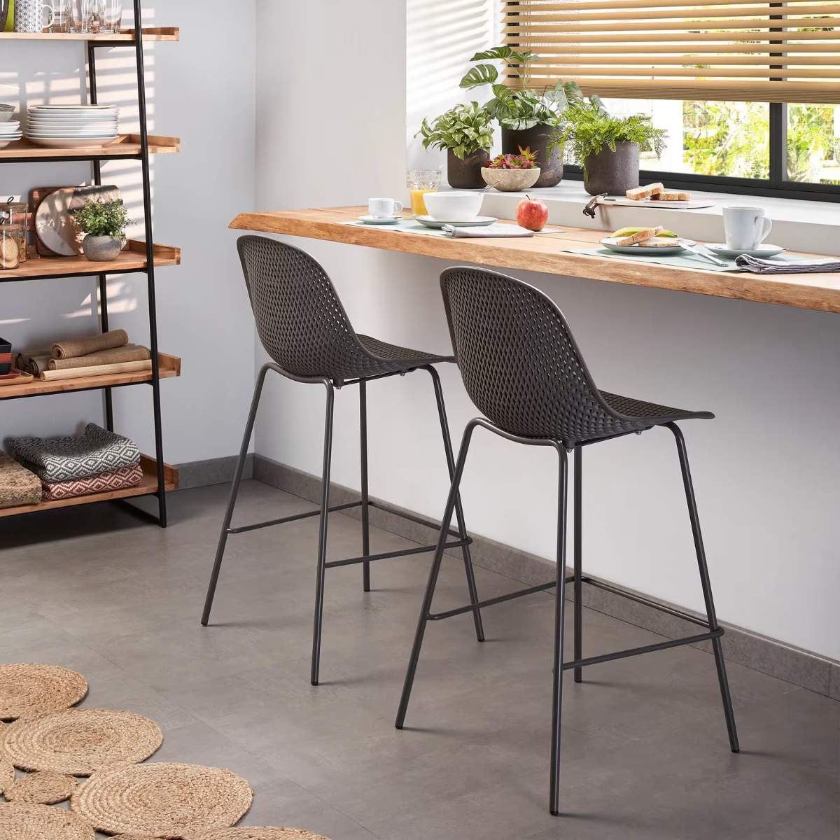 Kave Home Quinby brown outdoor stool 75cm - Image 38