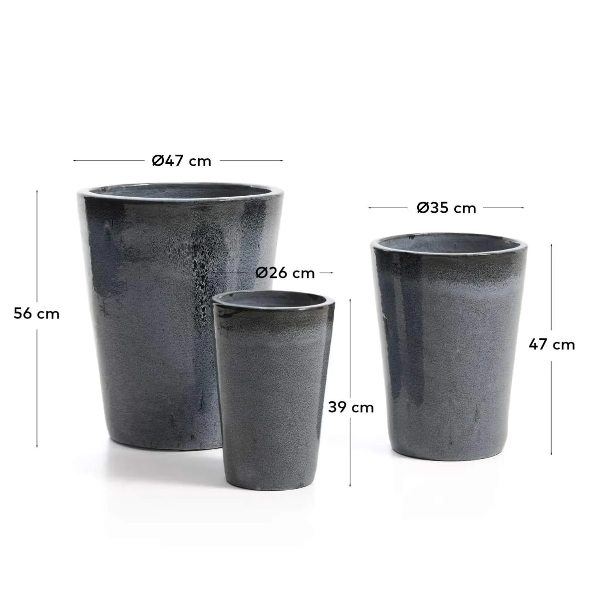 Kave Home Rotja set of 3 terracotta planters with glazed garnet finish Ø 26 / 35 / 47 cm - Image 10
