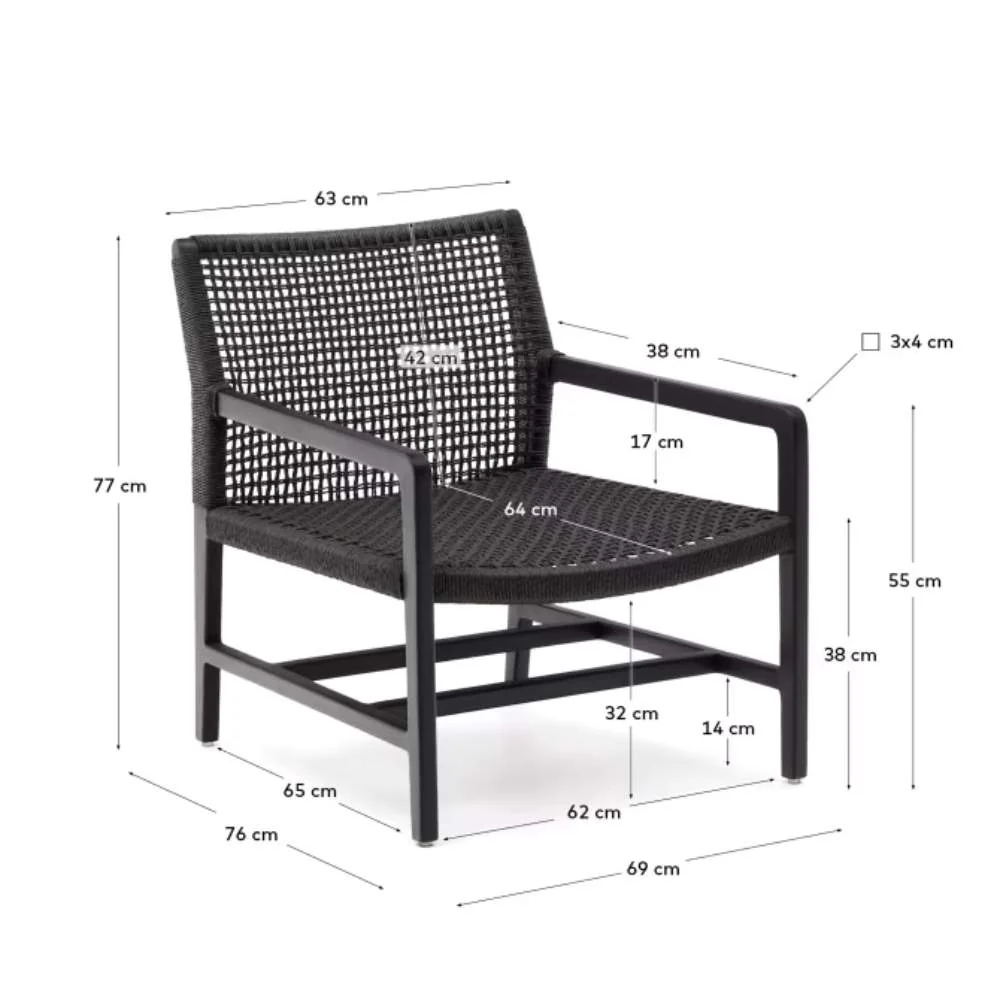 Kave Home Sabolla Armchair – Solid Teak Wood with Black Finish - Image 6