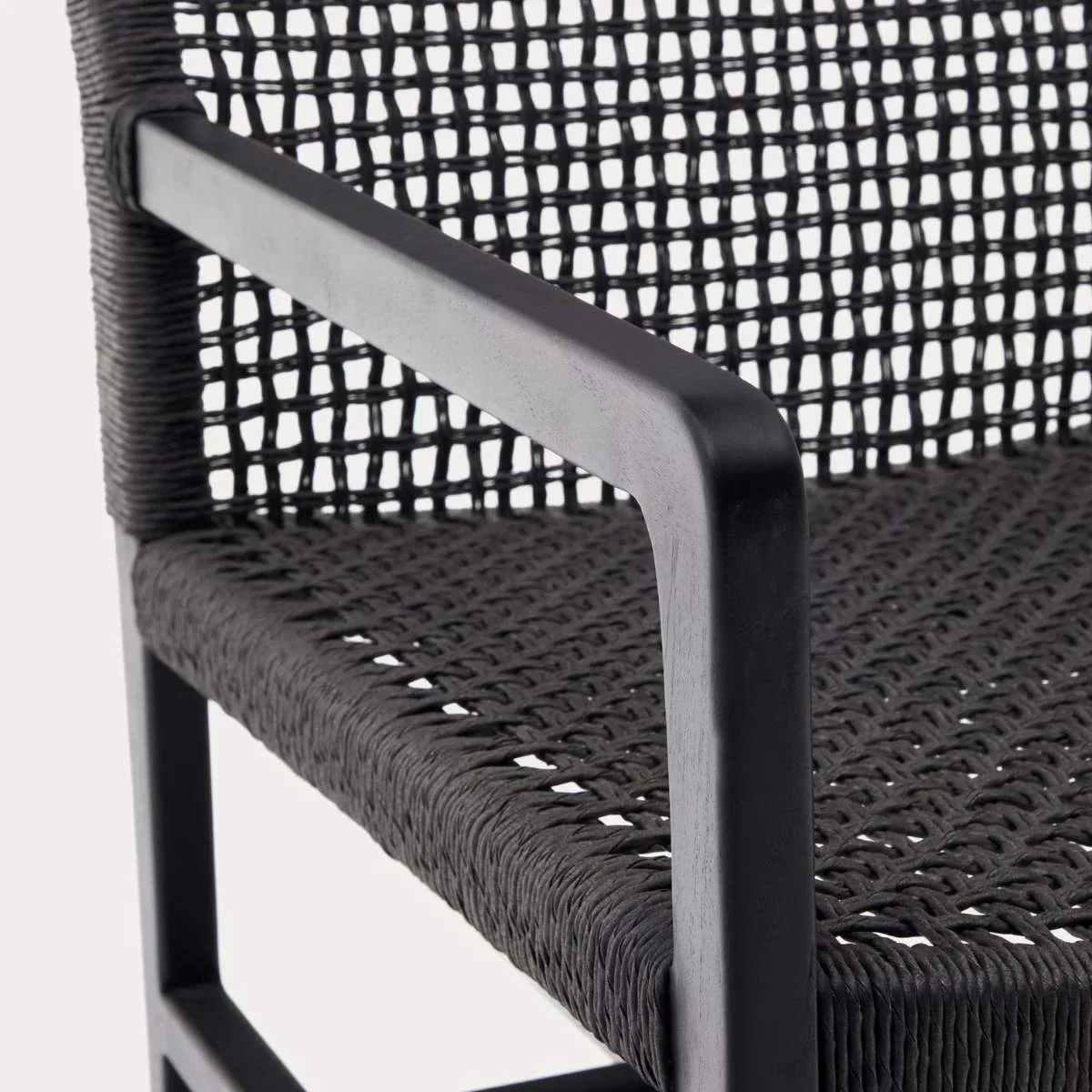 Kave Home Sabolla armchair made of solid teak wood in a black finish - Image 4