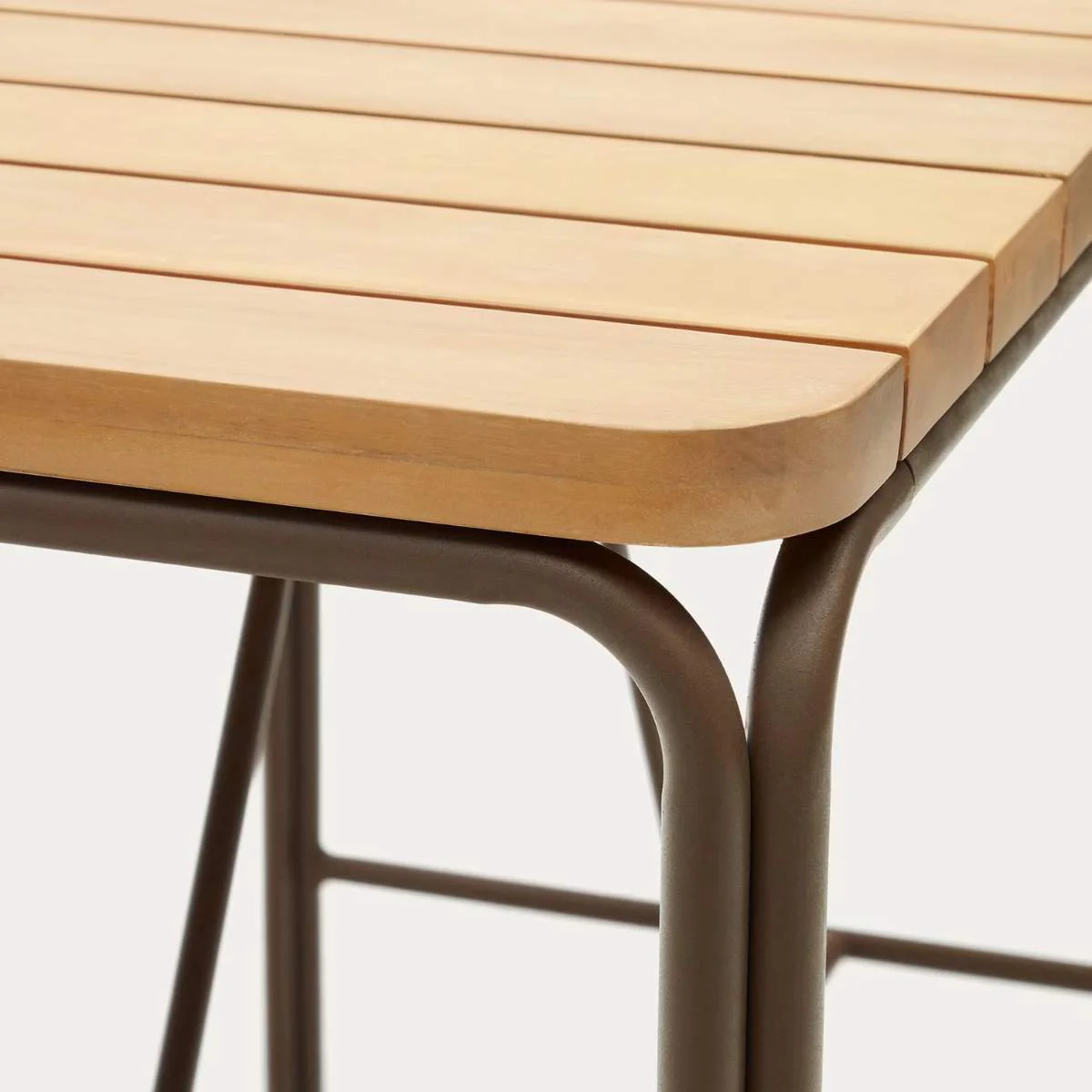 Kave Home Salguer solid acacia & brown steel bar table, outdoor suitable, 140 x 70 cm FSC 100% - Image 3