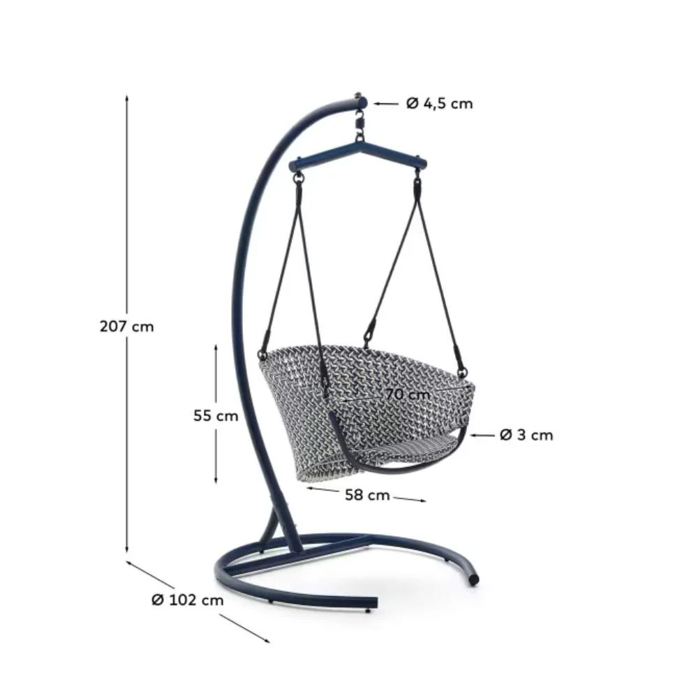 Kave Home Saliga Blue Hanging Armchair with Aluminium Base and Synthetic Rattan - Image 11