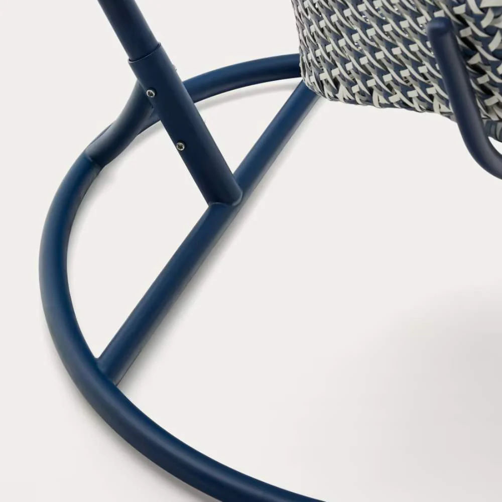 Kave Home Saliga Blue Hanging Armchair with Aluminium Base and Synthetic Rattan - Image 3