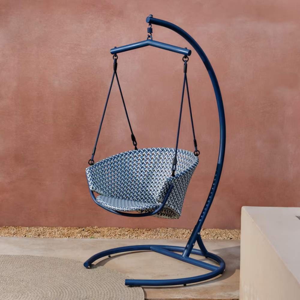 Kave Home Saliga Blue Hanging Armchair with Aluminium Base and Synthetic Rattan - Image 8