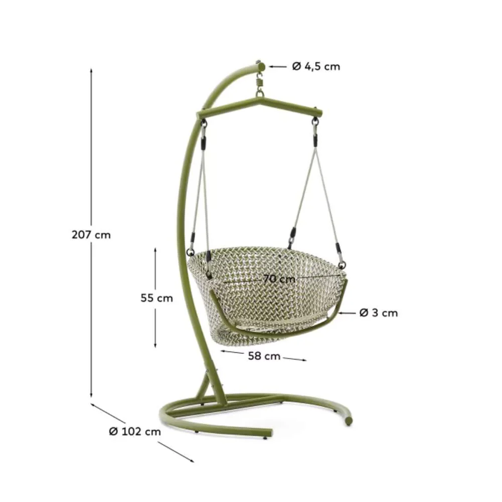 Kave Home Saliga Green Hanging Armchair with Aluminum Base and Synthetic Rattan - Image 11