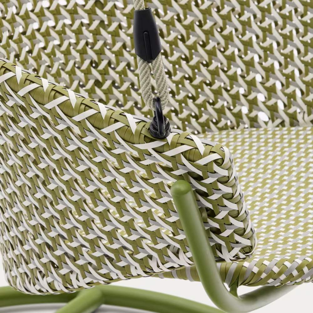 Kave Home Saliga Green Hanging Armchair with Aluminum Base and Synthetic Rattan - Image 3