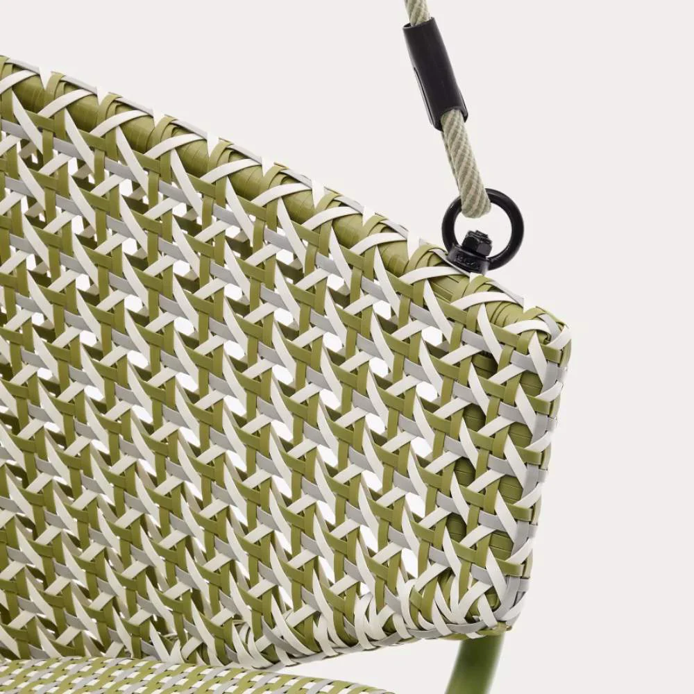 Kave Home Saliga Green Hanging Armchair with Aluminum Base and Synthetic Rattan - Image 4