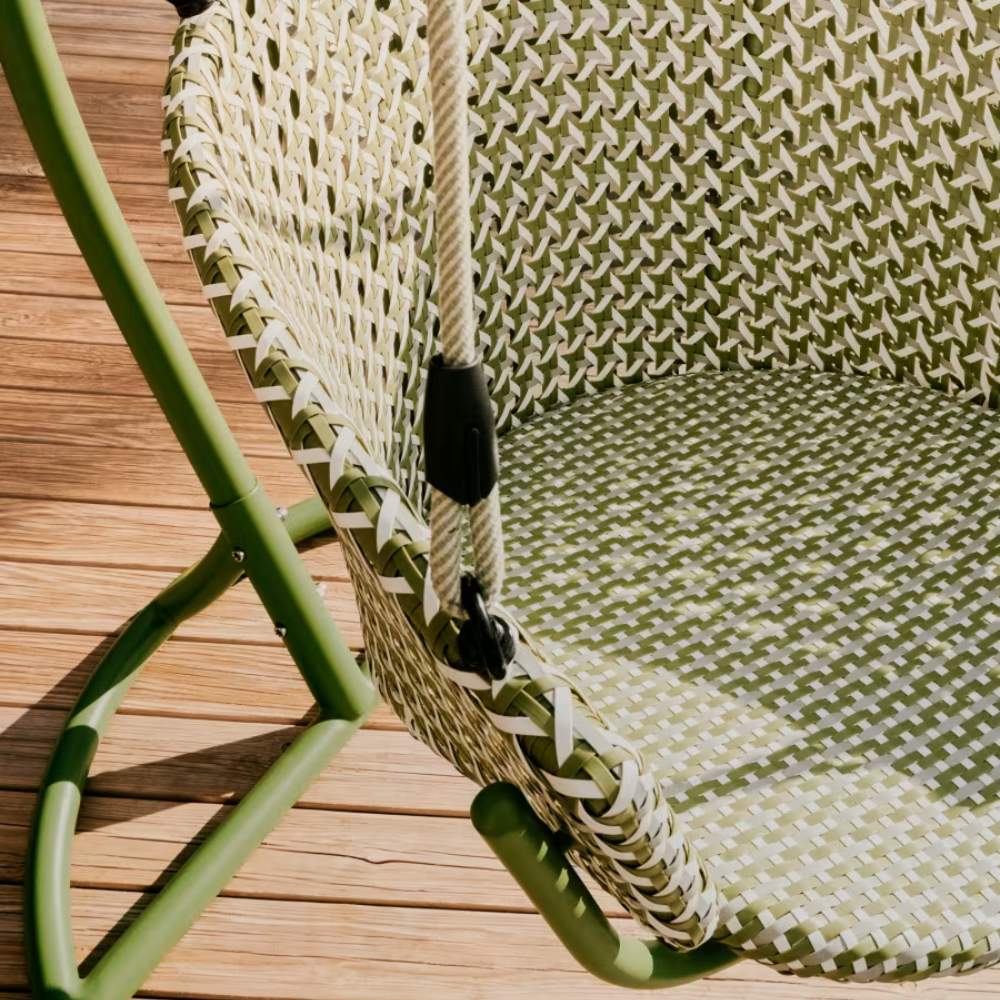 Kave Home Saliga Green Hanging Armchair with Aluminum Base and Synthetic Rattan - Image 9