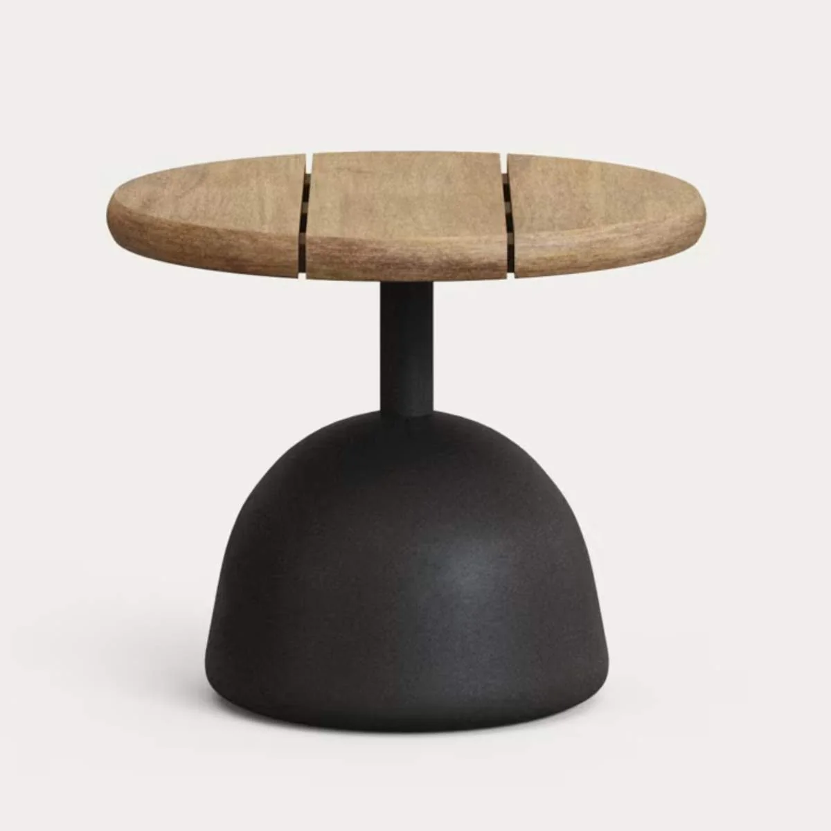 Kave Home Saura coffee table with natural finish acacia top and black cement base Ø43x35cm - Image 2