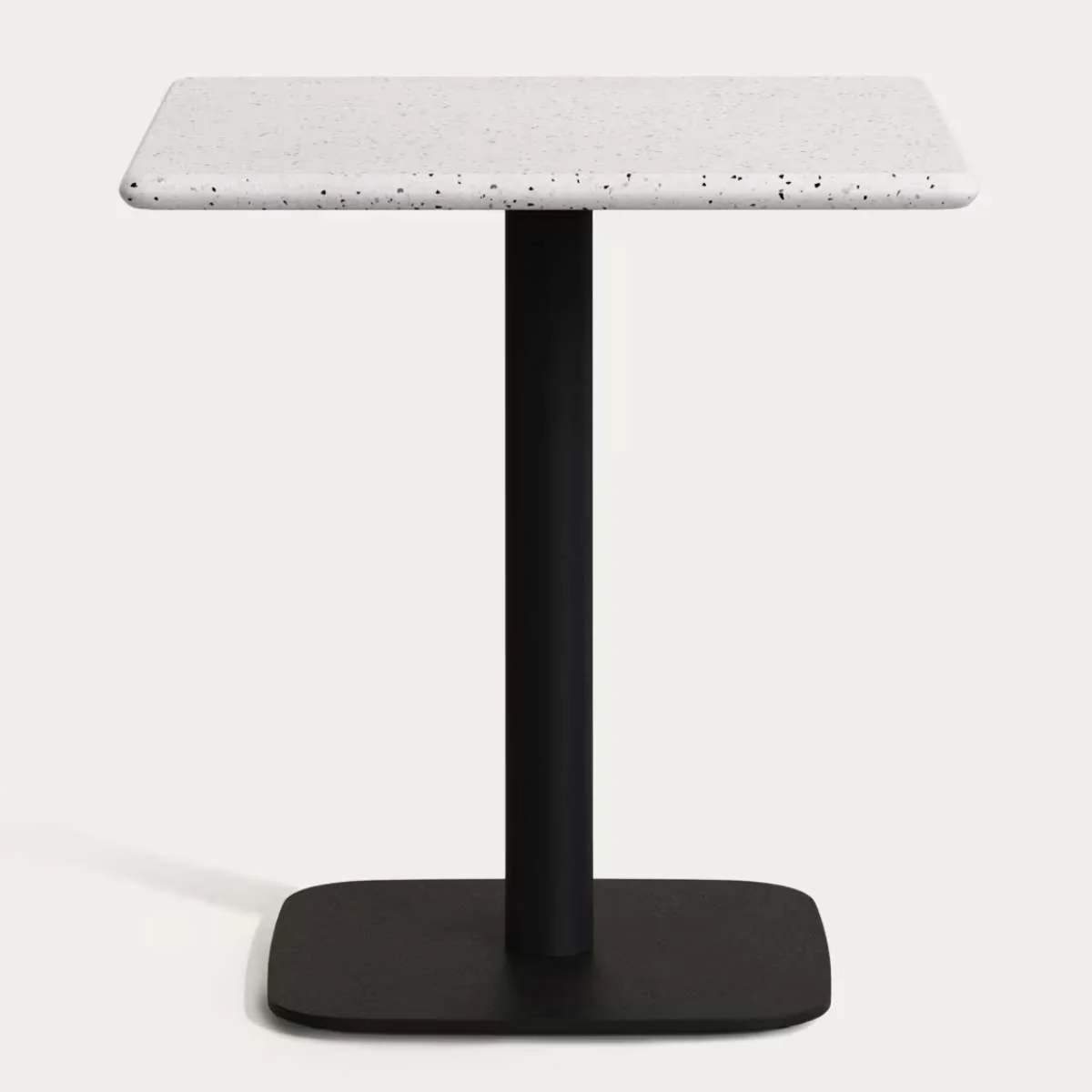 Kave Home Saura Bar Table in black painted metal with a white terrazzo top, 70 x 70 x 70 cm