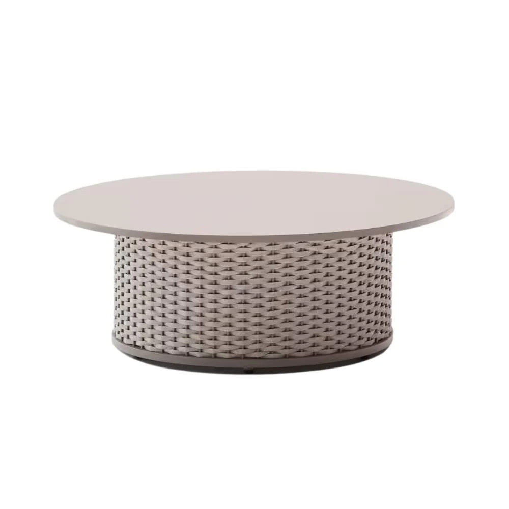 Kave Home Sedalis Outdoor Coffee Table – Aluminium & Taupe Rope Cord, Ø99cm