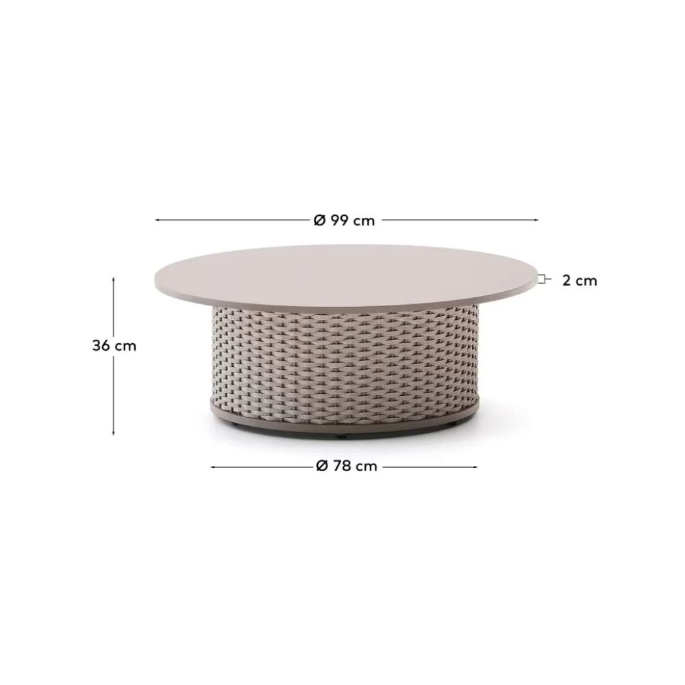 Kave Home Sedalis Outdoor Coffee Table – Aluminium & Taupe Rope Cord, Ø99cm - Image 7