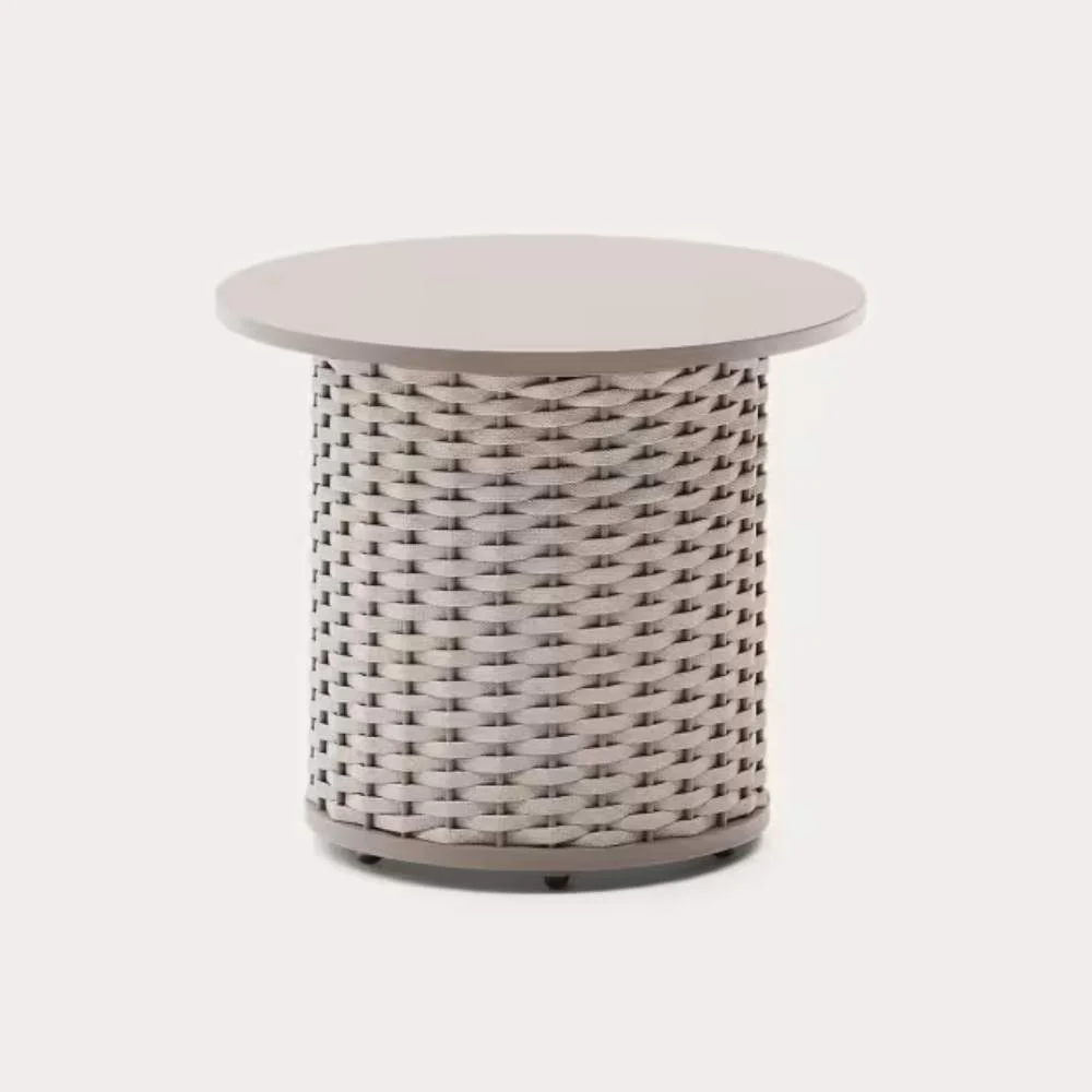 Kave Home Sedalis Outdoor Side Table – Aluminium & Taupe Rope Cord Ø50cm
