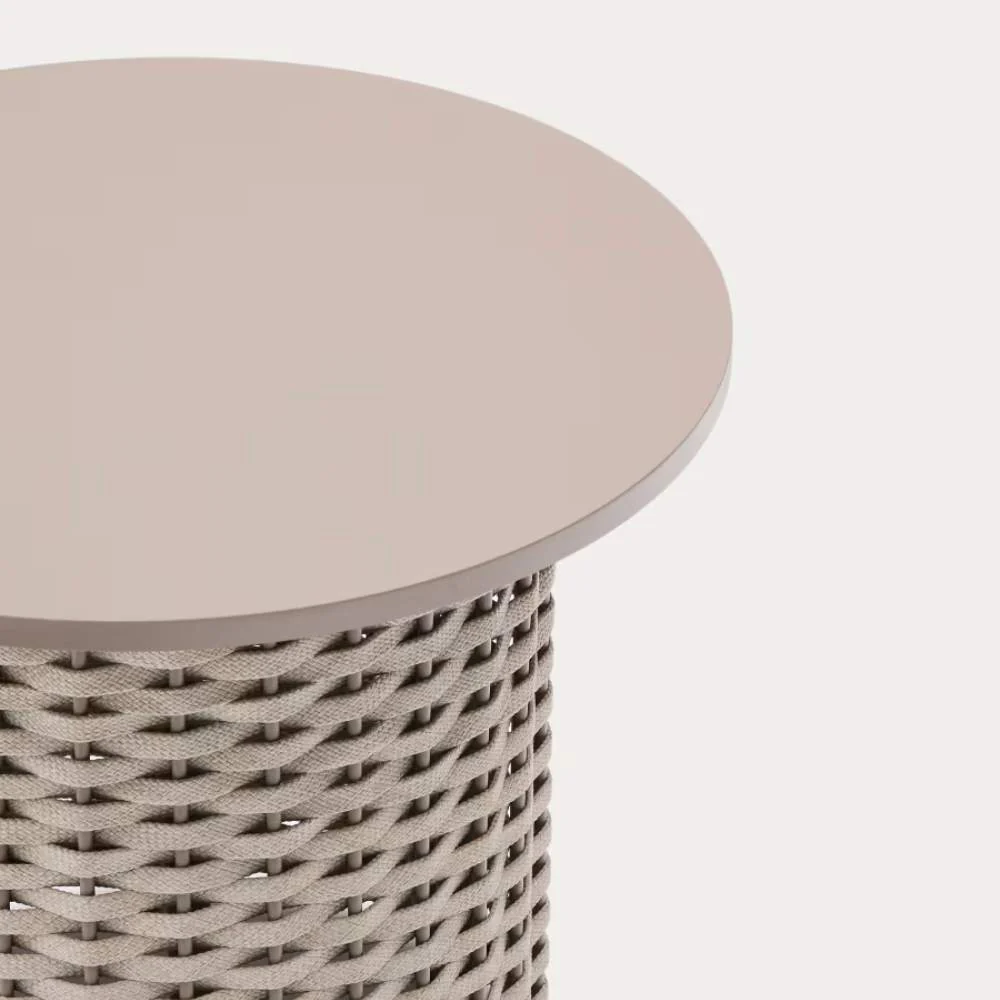 Kave Home Sedalis Outdoor Side Table – Aluminium & Taupe Rope Cord Ø50cm - Image 3