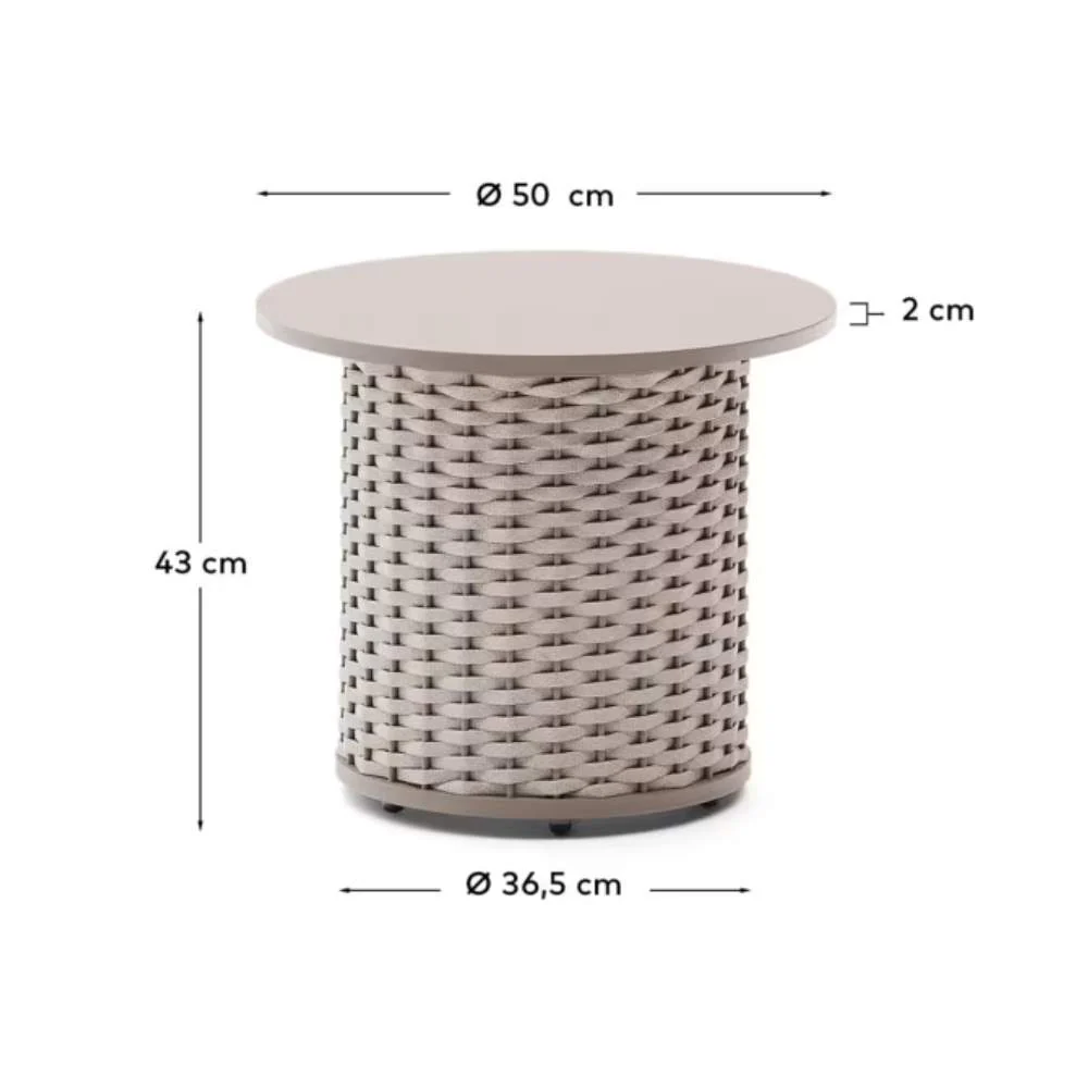 Kave Home Sedalis Outdoor Side Table – Aluminium & Taupe Rope Cord Ø50cm - Image 8