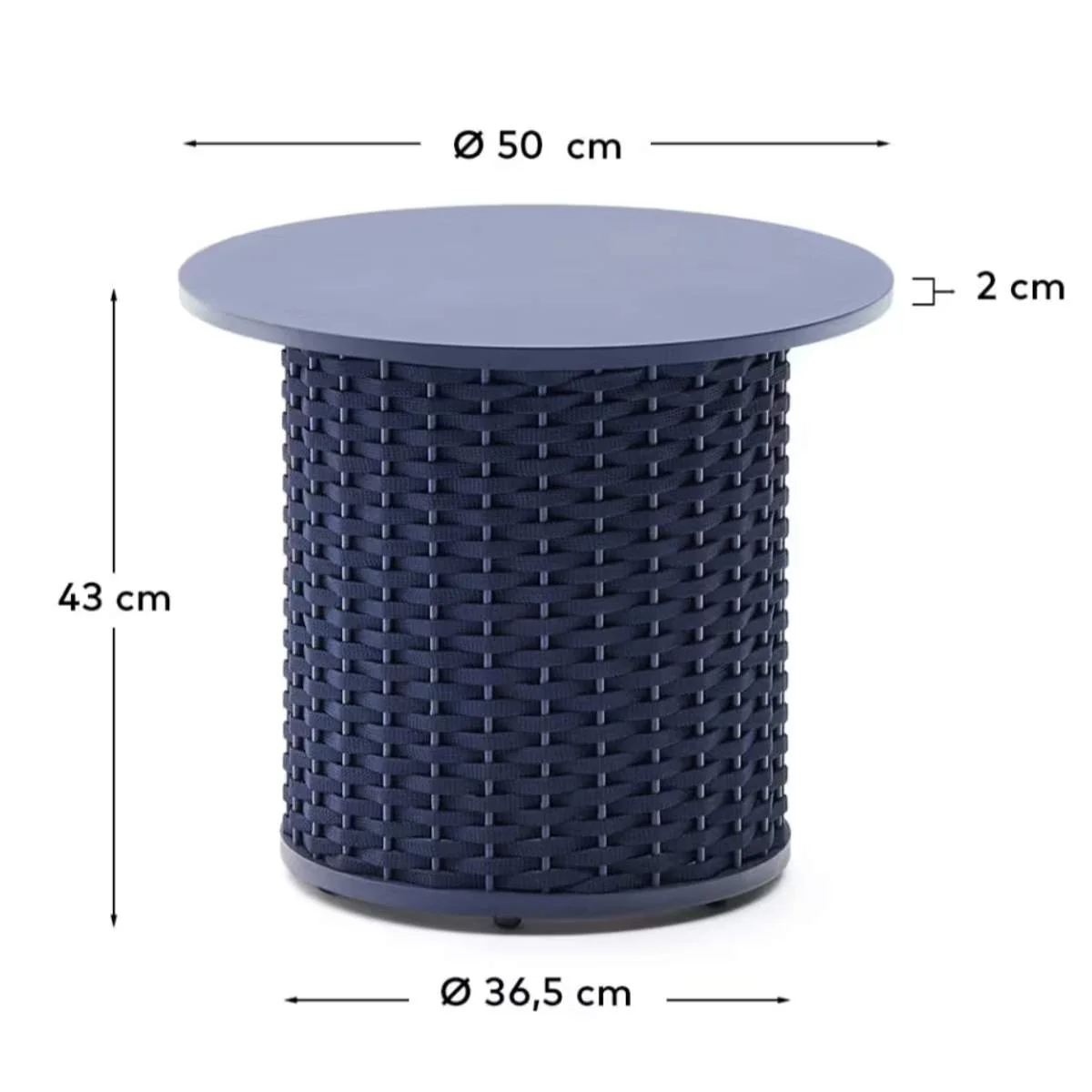 Kave Home Sedalis outdoor side table in aluminium and taupe rope cord Ø50cm - Image 9