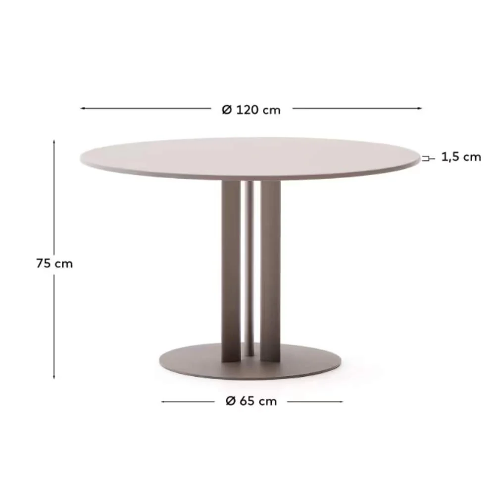 Kave Home Sedalis Round Outdoor Table – Steel Base with Taupe Aluminium Top Ø120cm - Image 7