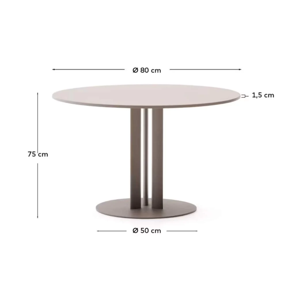 Kave Home Sedalis Round Outdoor Table – Steel Base with Taupe Aluminum Top Ø80cm - Image 7