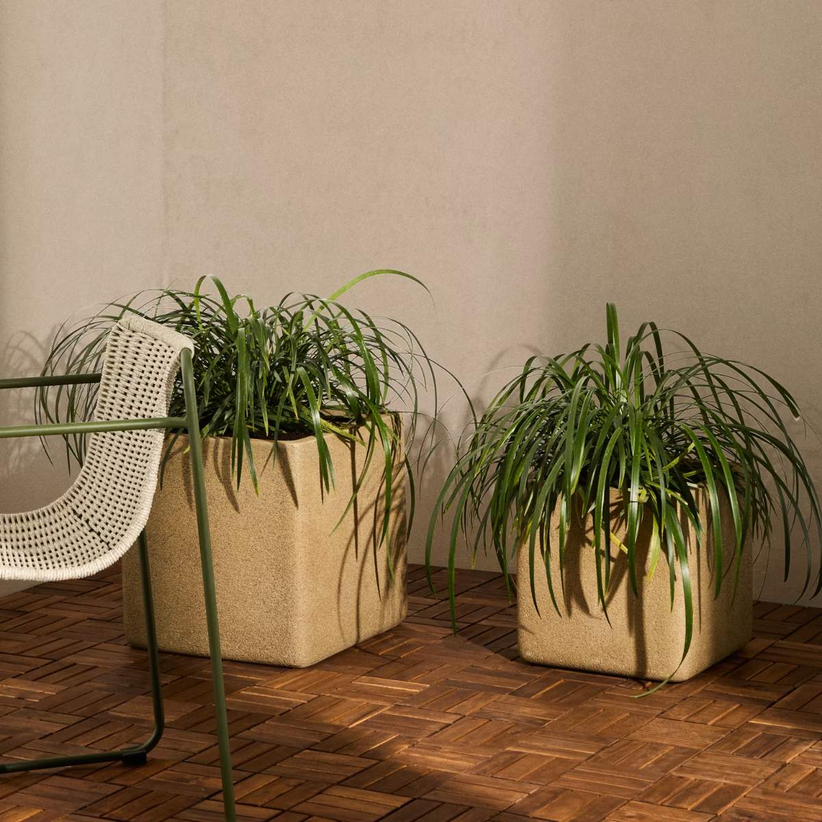 Kave Home Set of 2 Minoa planters with mustard stone effect 44 x 44 cm - Image 12